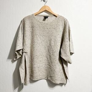 Lafayette 148 Sweater Small Poncho Beige Ivory Cream Speckled Wool Winter